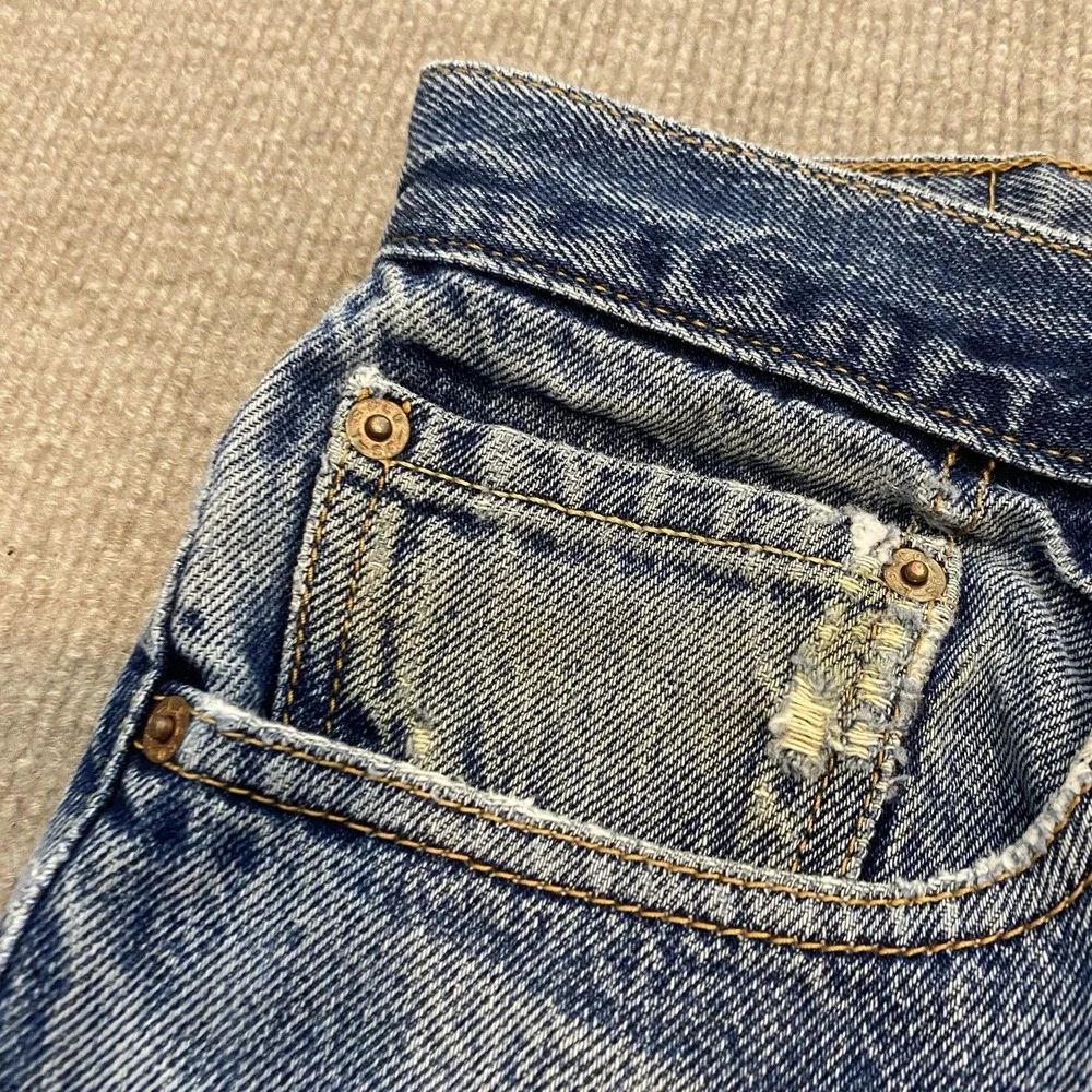 Levis Jeans Mens 38x32 Faded Blue 505 Straight Leg VTG Y2K 2004 Distressed Denim